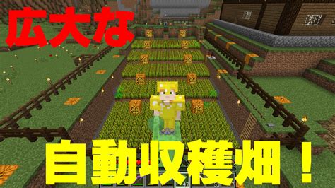 広い！自動収穫小麦畑できました！マイクラ実況その31 マインクラフト Youtube