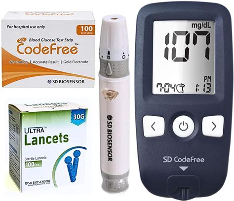 SD Codefree Blood Glucose Monitoring Machine 100 Codefree Strips 100