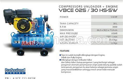 Kompresor MULTIPRO Kompresor Angin Unloader Engine 1 4HP MULTIPRO