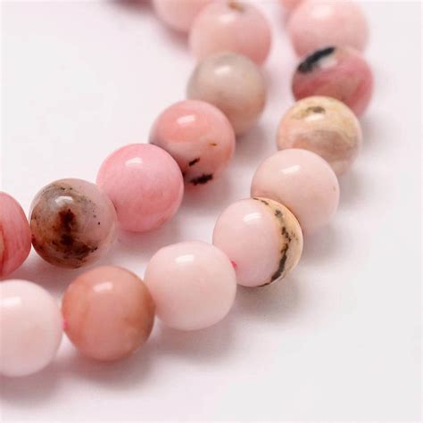 Pink Opal Beads Round Natural Gemstone Beads Sold By Inch Strand