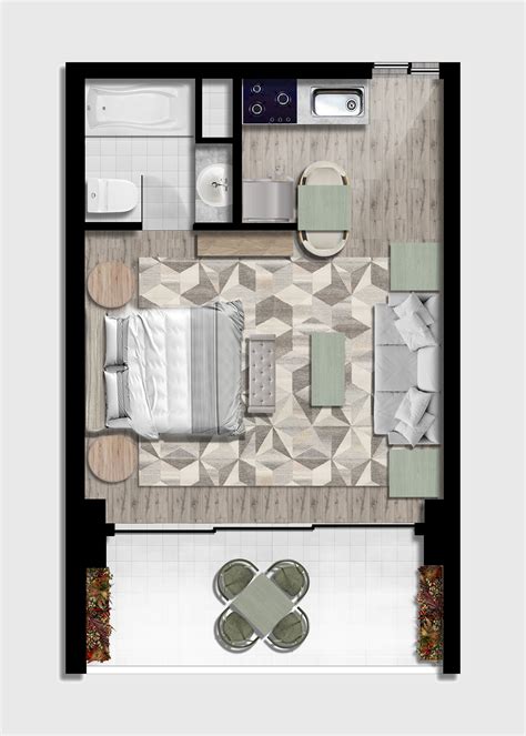 studio plan render  behance