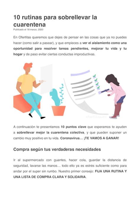 Pdf 10 Rutinas Para Sobrellevar La Cuarentena10 Rutinas Para