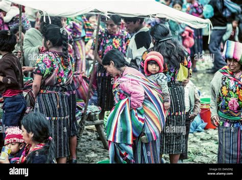 Tz Utujil Mayan People In Traditional Dress At The Weekly Off