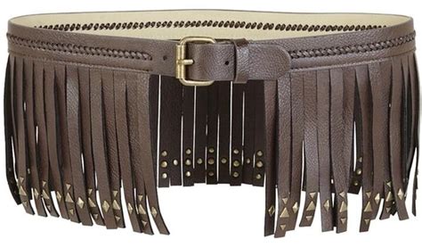 BCBG MAXAZRIA Brown Studded Fringe Corset Waist Belt M Medium EBay