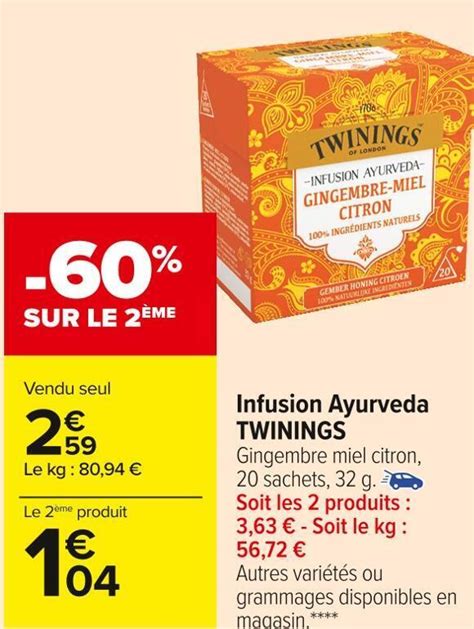 Promo Twinings Infusion Ayurveda Chez Carrefour Market