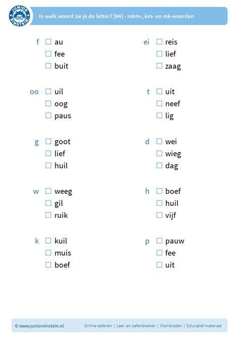 In Welk Woord Zie Je De Letter 94 Mkm Km En Mk Woorden