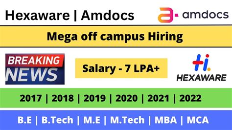 Hexaware And Amdocs Are Hiring 2018 2022 Mega Off Campus Drives