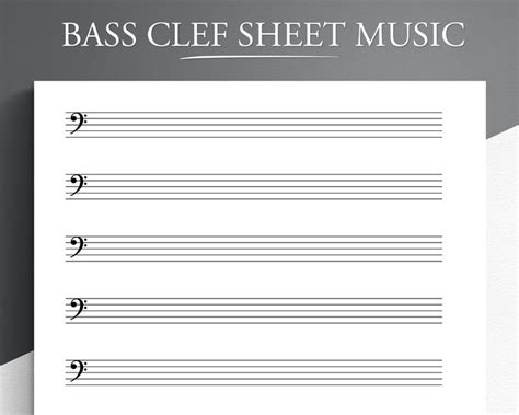 Printable Bass Clef Sheet Music For Lettera4 Blank Music Bass Clef Etsy Sheet Music Blank