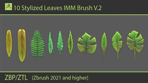 Stylized Leaves IMM Brushes V 2 FlippedNormals