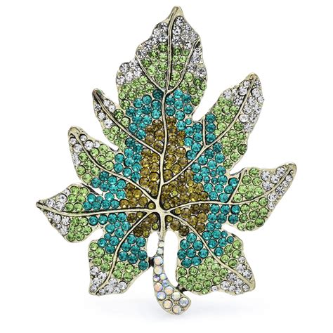 Wuli Baby Big Luxury Leaf Brooches For Women Unisex 2 Color Sparkling