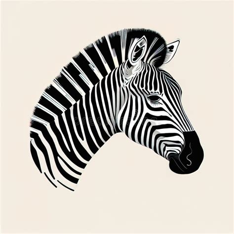 Zebra Head Isolated on White Background. Hand Drawn Vector Illustration Stock Photo - Image of ...