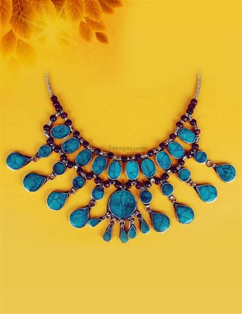 Turquoise Bib Statement Necklace Seengar Fashion