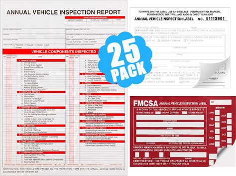 Amazon J J Keller 50 Pack Federal Annual Inspection Label