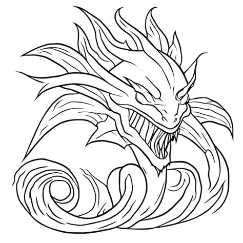 Sea monster vector illustration line art | Premium AI-generated vector