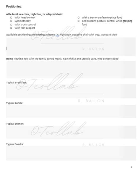 Pediatric Feeding Evaluation Template