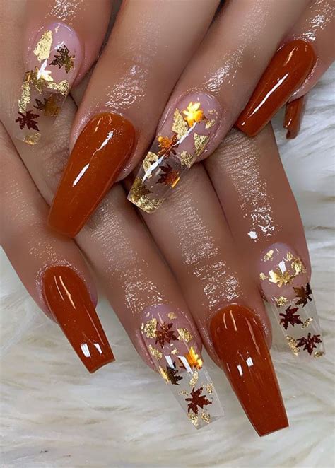 22 Trendy Fall Nail Design Ideas Fall Leaves And Brown Mani