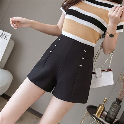 Elegant High Waist Wide Leg Loose Shorts Ropa De Moda