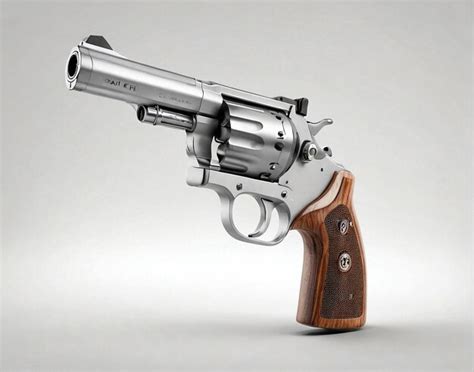 Premium Photo | A revolver gun with a wooden barrel