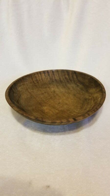 LARGE Wooden Bowl Primitive Dough Early Old Antique Vintage Raised Lip