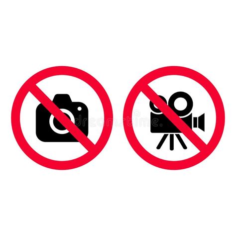 No Camera And Video Red Prohibition Signs Taking Pictures And