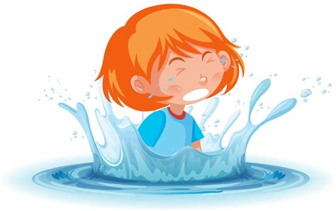 A water splash with a kid drowning on white background 7190373 Vector ...