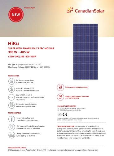 Hiku Cs W P Canadian Solar Emea Pdf Catalogs