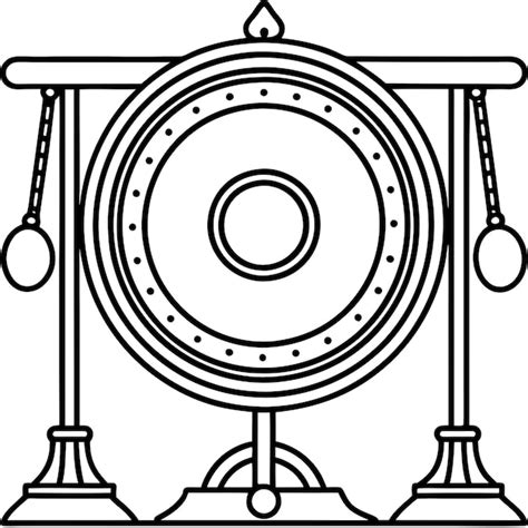Rhythmic Art Coloring Pages Featuring A Gong Premium Ai Generated Vector
