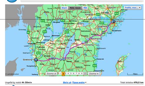 Here Is Map Showing Trip From Gothenburg To Stockholm About 5 8 Hours