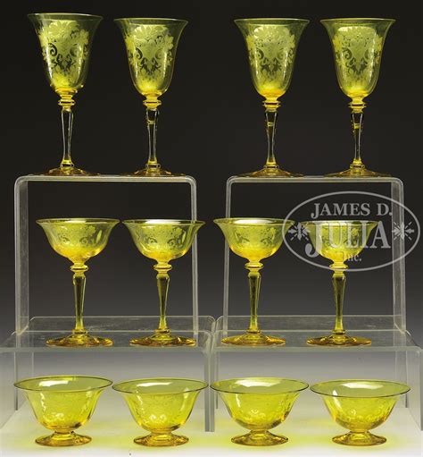 Steuben Bristol Yellow Stemware James D Julia Auctioneers