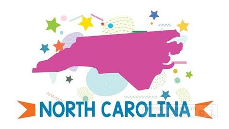 Usa North Carolina Illustrated Stylized Map Classroom Clip Art