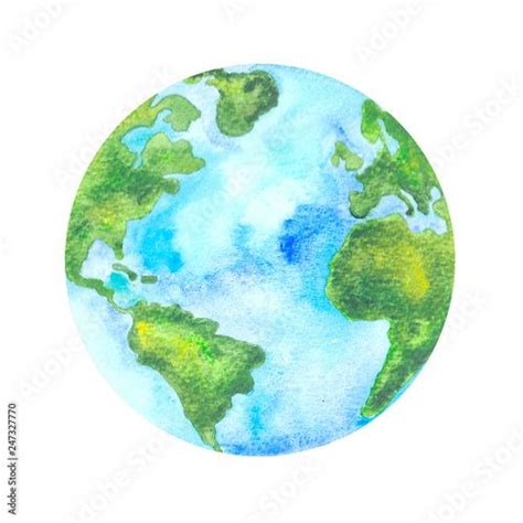 Planet Earth Hand Painted Watercolour Illustration