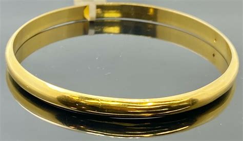 22k Bangle Solid Gold Elegant Modern Plain High Polished Etsy