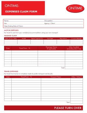 Fillable Online Umbrellapayrollcompany Co EXPENSES CLAIM FORM