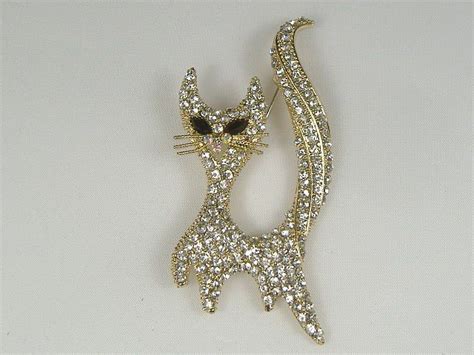 Vintage Swarovski Crystal Cat Pin Brooch Lot 103 Swarovski Crystal