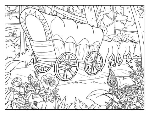 Covered Wagon Coloring Pages Free