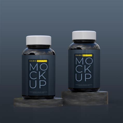 Premium PSD | Dark supplement or pill bottle label mockup