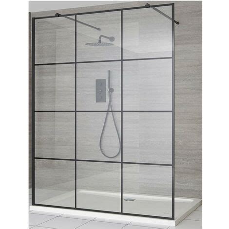 Milano Barq Black Floating Glass Walk In Wet Room Shower Enclosure