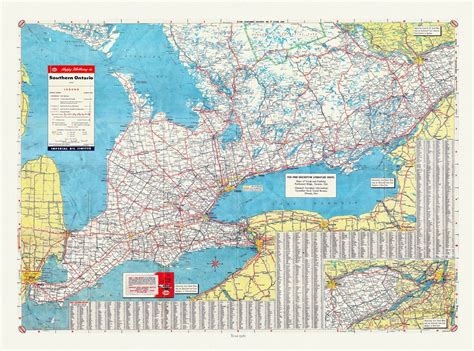 Road Map Of Southern Ontario 1955 Map On Heavy Cotton Etsy Ireland