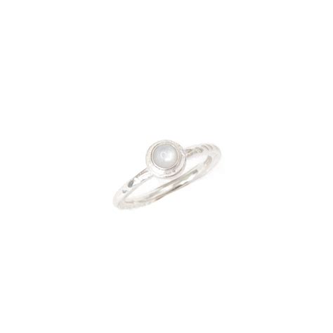 Silver Pearl Iota Stacking Ring Leander D Ambrosia Llc