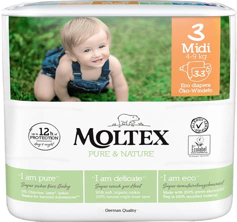 Moltex Windeln Pure Nature Gr 3 Midi 4 9 Kg 33 St Dauerhaft