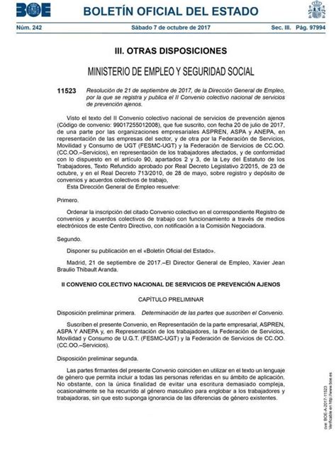 Publicado En El Boe El Ii Convenio Colectivo De Los Servicios De