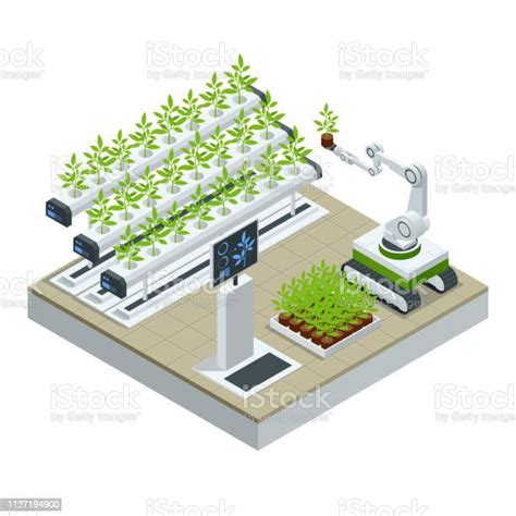 Isométrique Serre Intelligente Industrielle Moderne Intelligence Artificielle Robots Agricoles