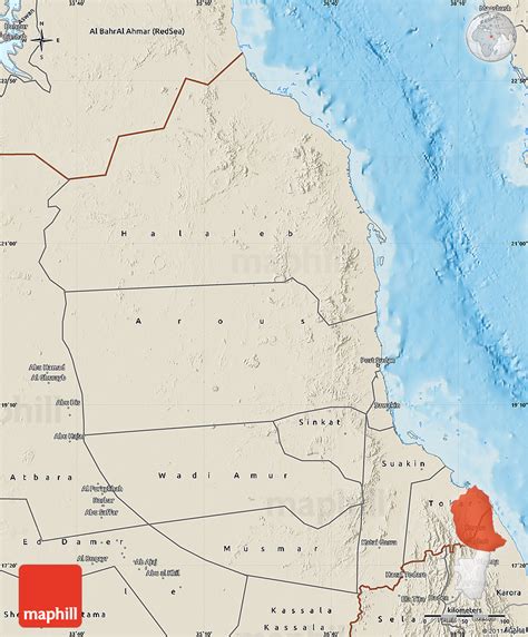 Shaded Relief Map Of Red Sea