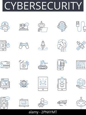 Cybersecurity Line Icons Collection Data Protection Information