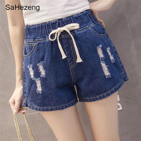 Plus Size 4xl Women Cotton Shorts Jeans Casual Ripped Hole Fringe