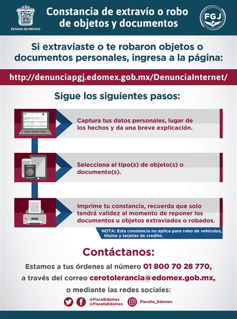 Fiscalía Edoméx on Twitter En caso de extravío o robo de objetos y