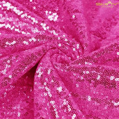 Shinybeauty Yard Hot Pink Sparkly Embroidered Mesh Lace Sequin Fabric