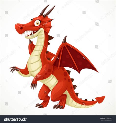 Cute Cartoon Red Dragon Isolated On Stock Vector Royalty Free