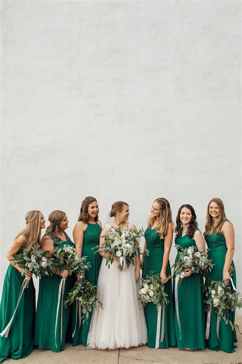 Emerald Bridesmaids Dresses Are Perfect For A White And Green Wedding