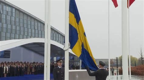 Swedish Flag Raised At Nato Headquarters Cementing Its Place As The 32nd Alliance Member Youtube